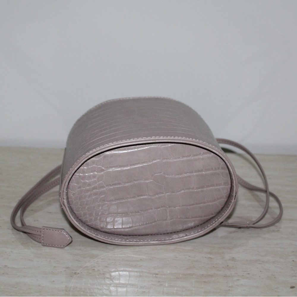 Elizabeth and James Taupe Ring Handle Croco Crossbody Bag - Picture 14 of 14